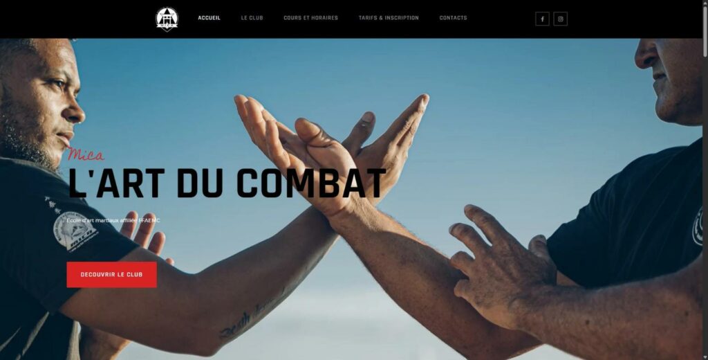 Site internet du club MICA (Le Tampon, La Réunion) réalisé par REDSHOT : page d'accueil
